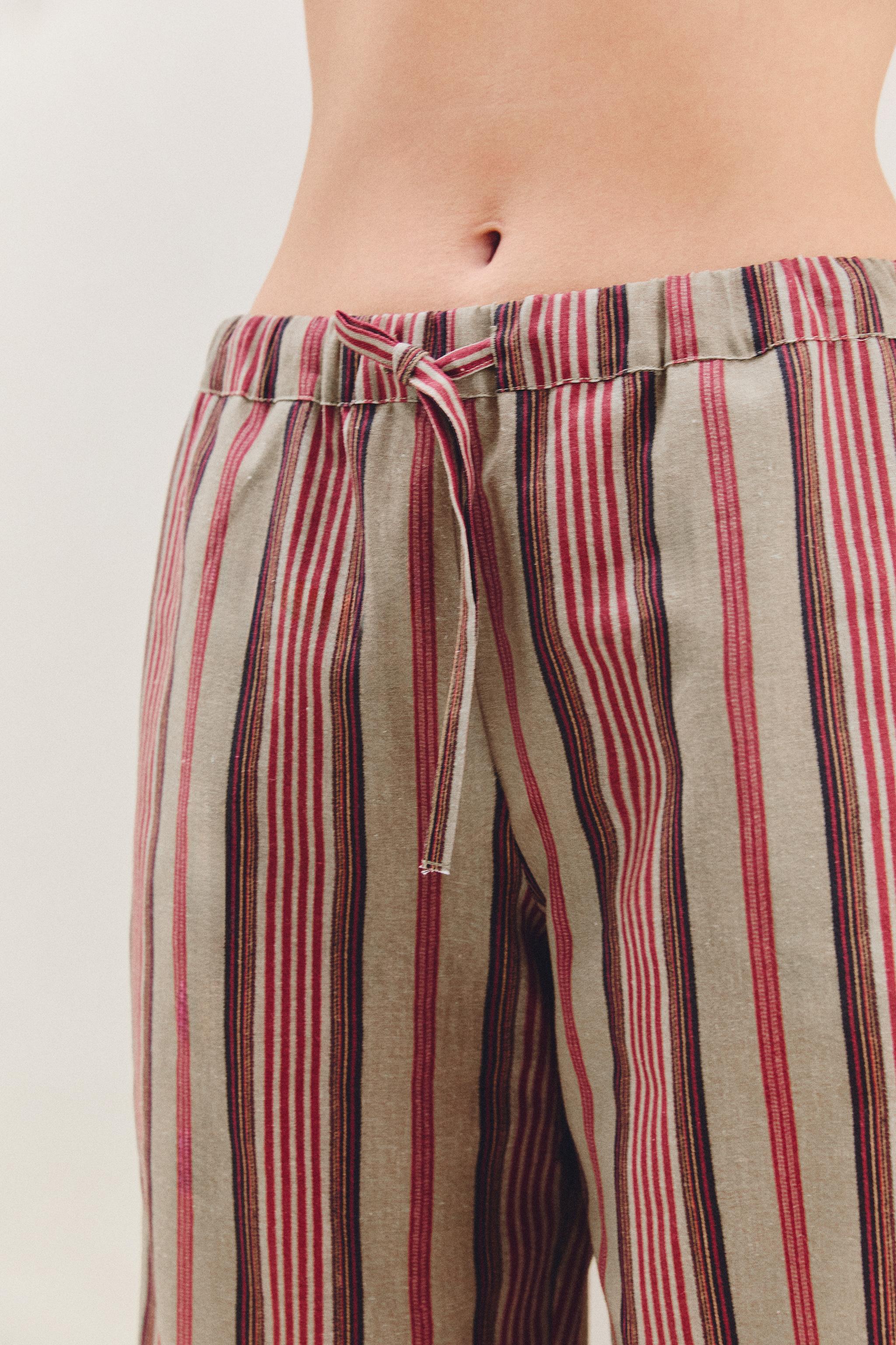 COTTON LINEN STRIPED TROUSERS | KATHARINE POLE